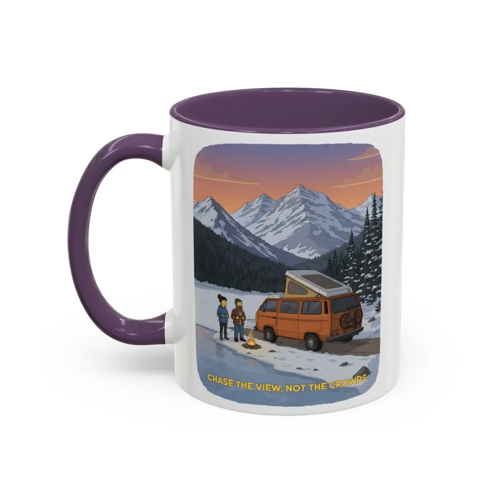 Accent Coffee Mug (11, 15oz) — "Chase The Views-Not The Crowds"" Design Sitcom-Line