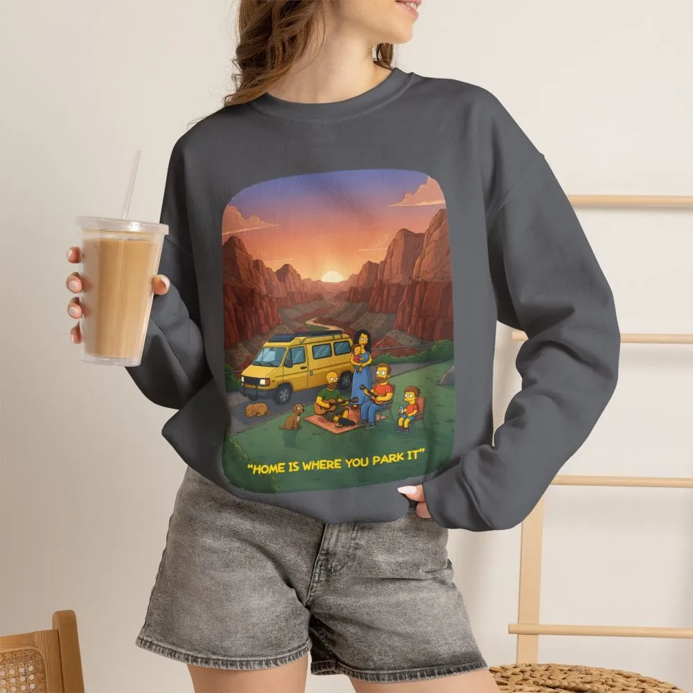 17845274825278136904_2048.jpeg Unisex Heavy Blend™ Crewneck Sweatshirt — "Home Is Where You Park It" Design Sitcom-Line