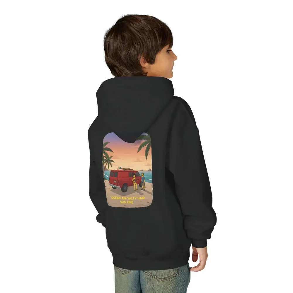 17854960595179841268_2048.jpeg Youth Hoodie(Gildan) – "Ocean Air Salty Hair Van Life" (Design Sitcom-Line)