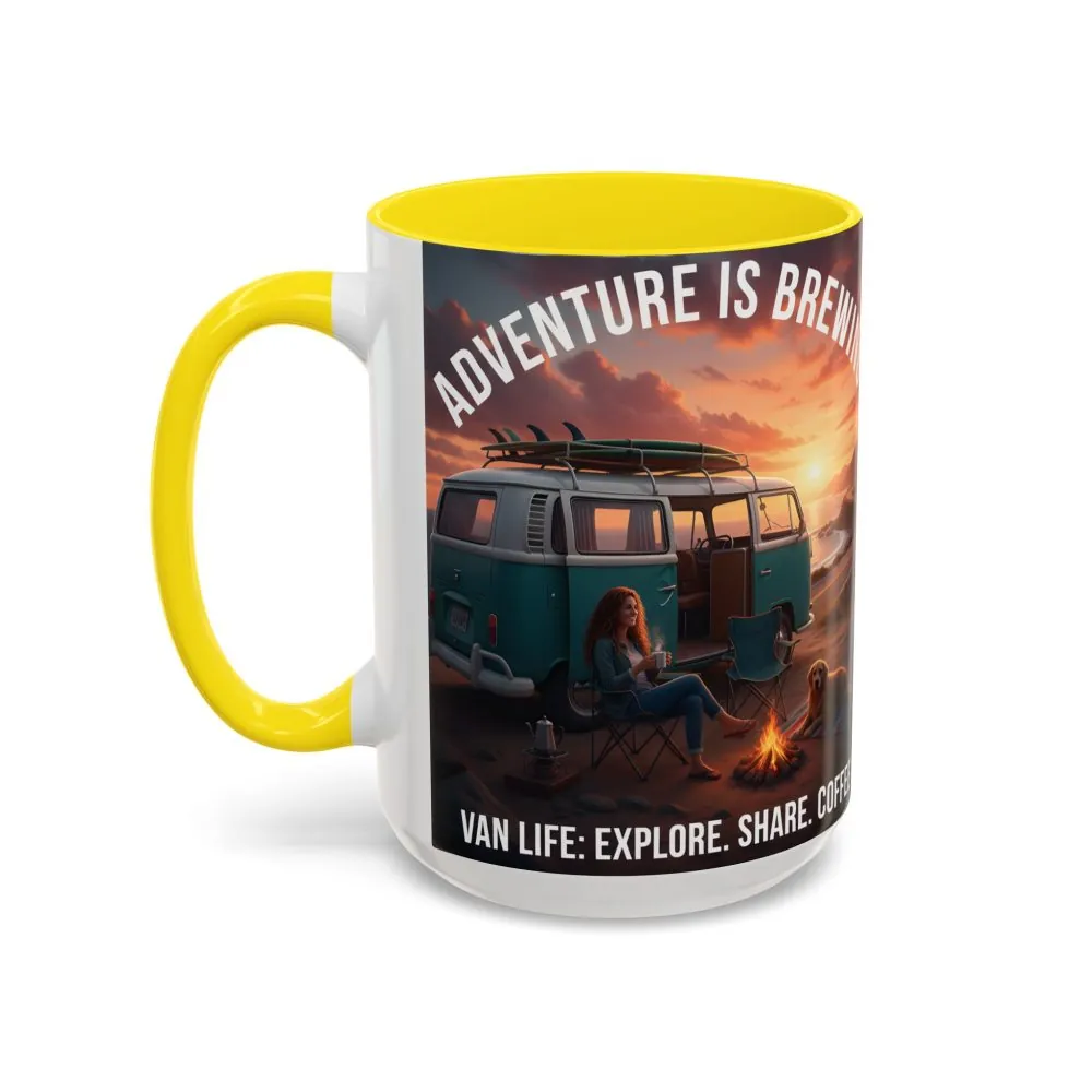 17870103155877649739_2048.jpeg Accent Coffee Mug (11, 15oz) — "Adventure is brewing"