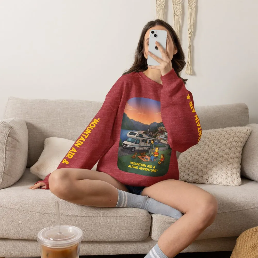 Unisex Heavy Blend™ Crewneck Sweatshirt — "Mountain Air-Alpine Adventure" Design Sitcom-Line