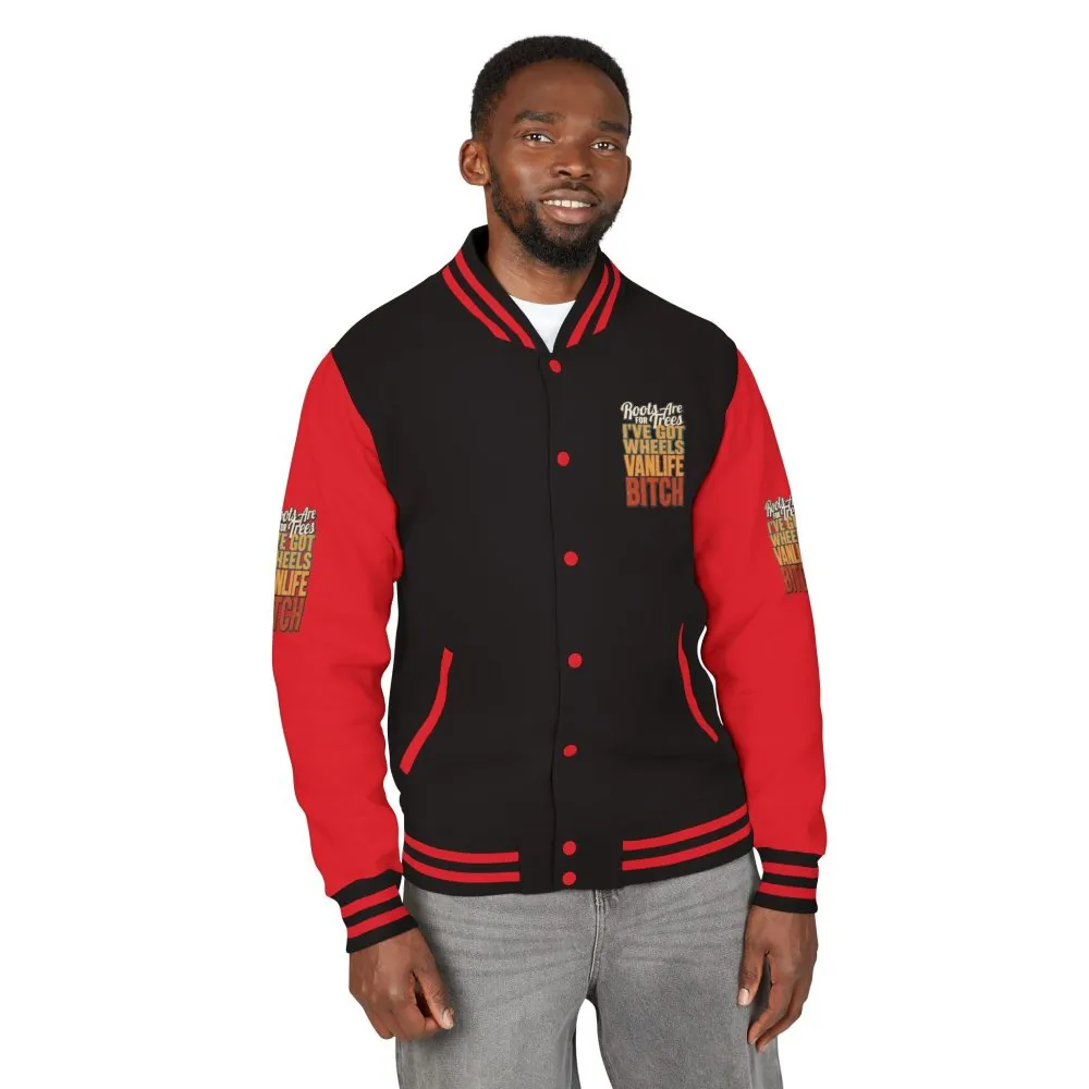 17879299491703811238_2048.jpeg Unisex Heavyweight Letterman Jacket — "Roots Are For Trees" Design F**K-Line