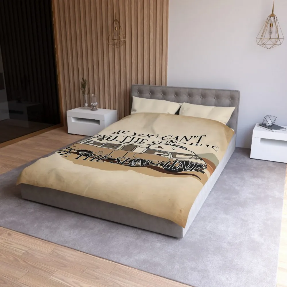 17886438407523446894_2048.jpeg Duvet Cover - 'If You Can't Find the Sunshine, Be the Sunshine' Vintage Camper Bedding