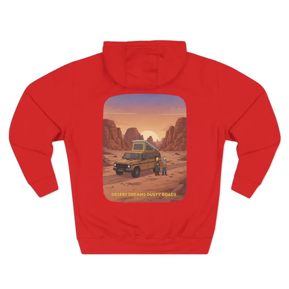 Three-Panel Fleece Hoodie - "Desert Dreams Dusty Roads" Design Sitcom-Line