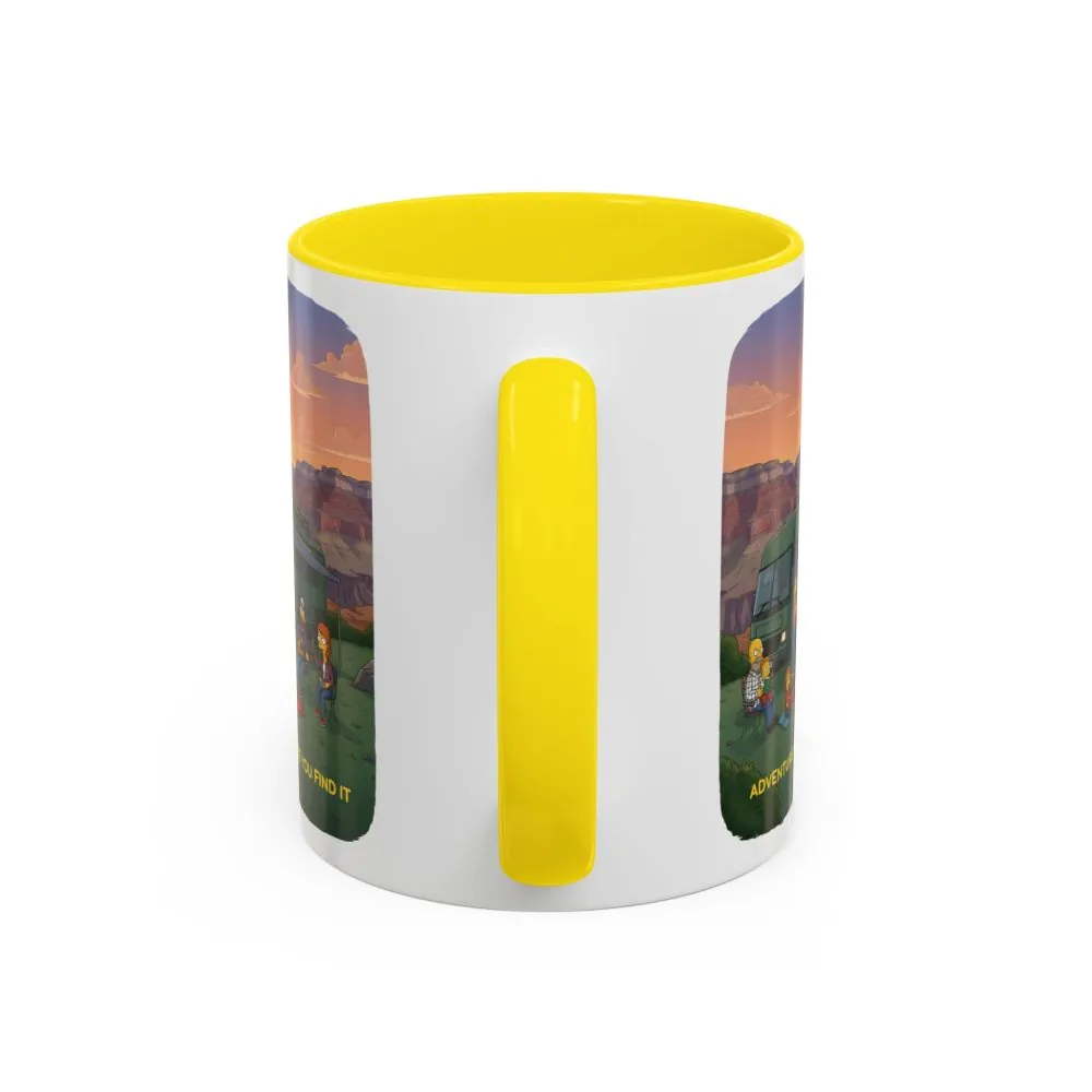 Accent Coffee Mug (11, 15oz) — "Adventure Is Where You Find It" Design Sitcom-Line