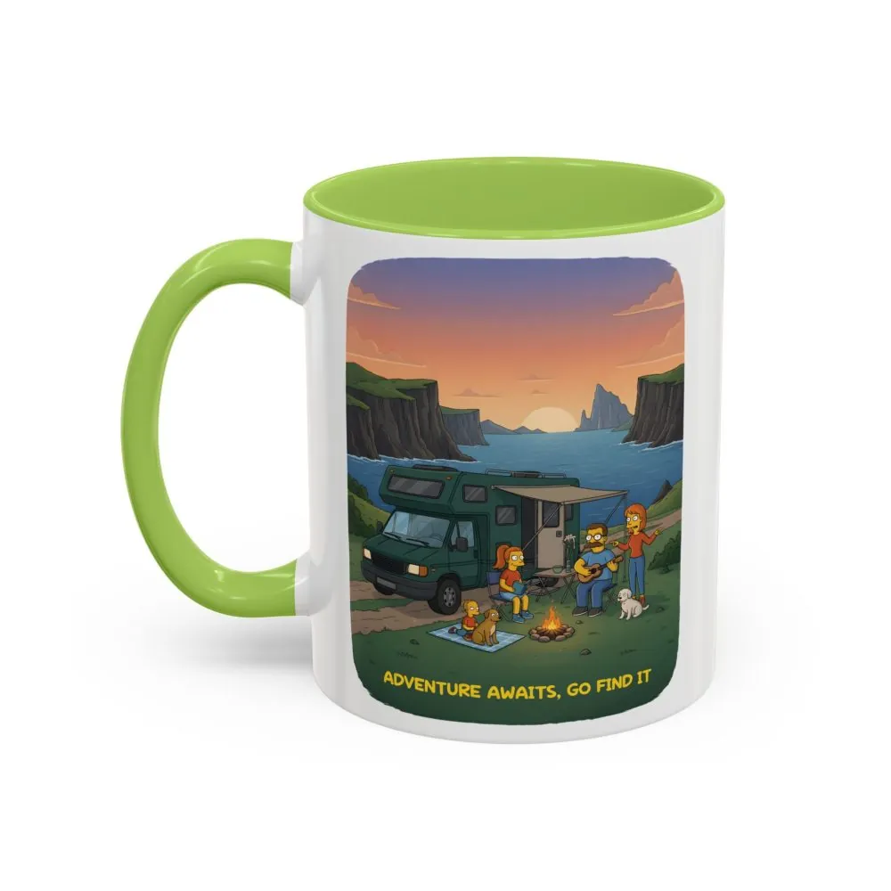 Accent Coffee Mug (11, 15oz) — "Adventure Awaits-Go Find It"" Design Sitcom-Line