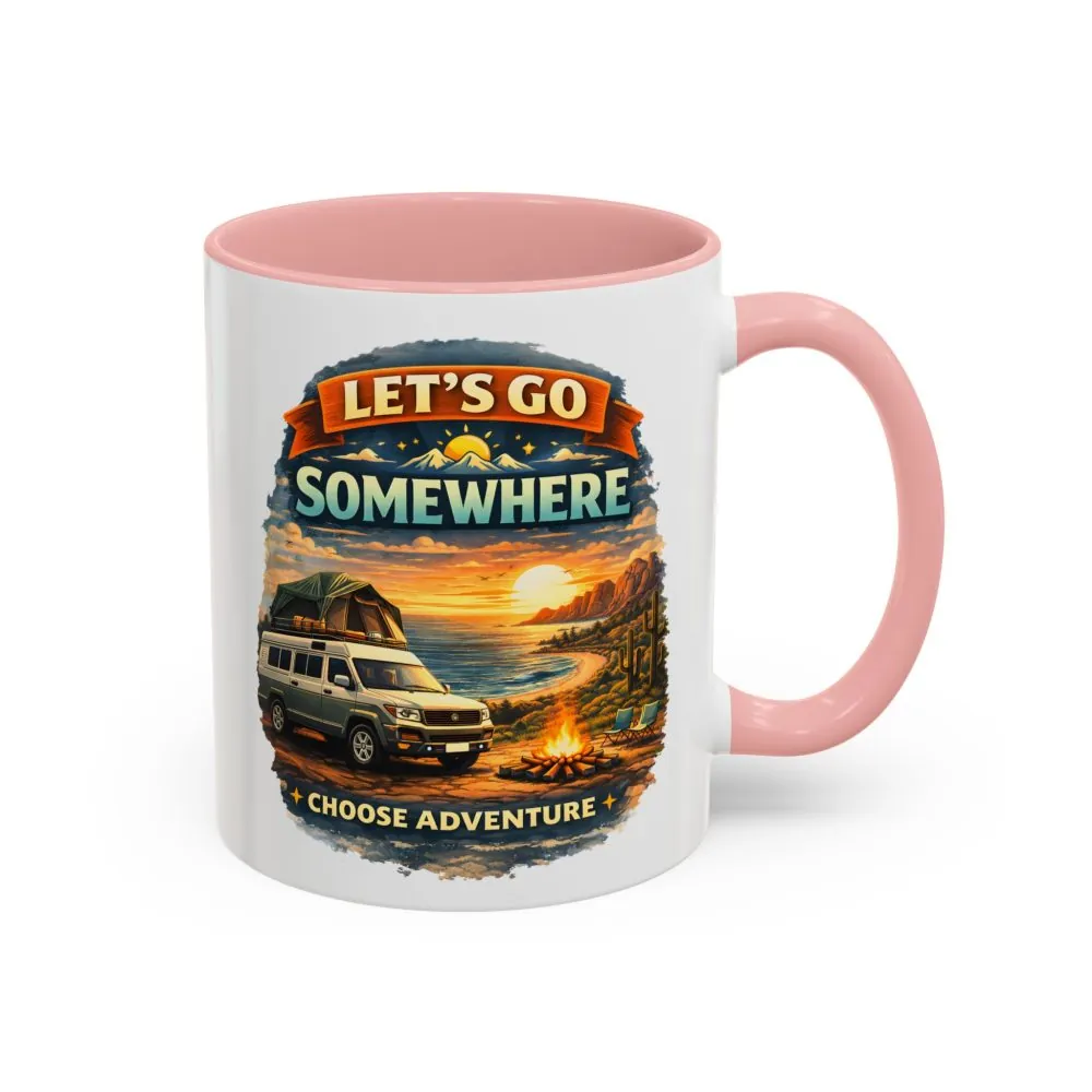 Accent Coffee Mug (11, 15oz) — "Lets Go Somewhere" Design Scenic-Line