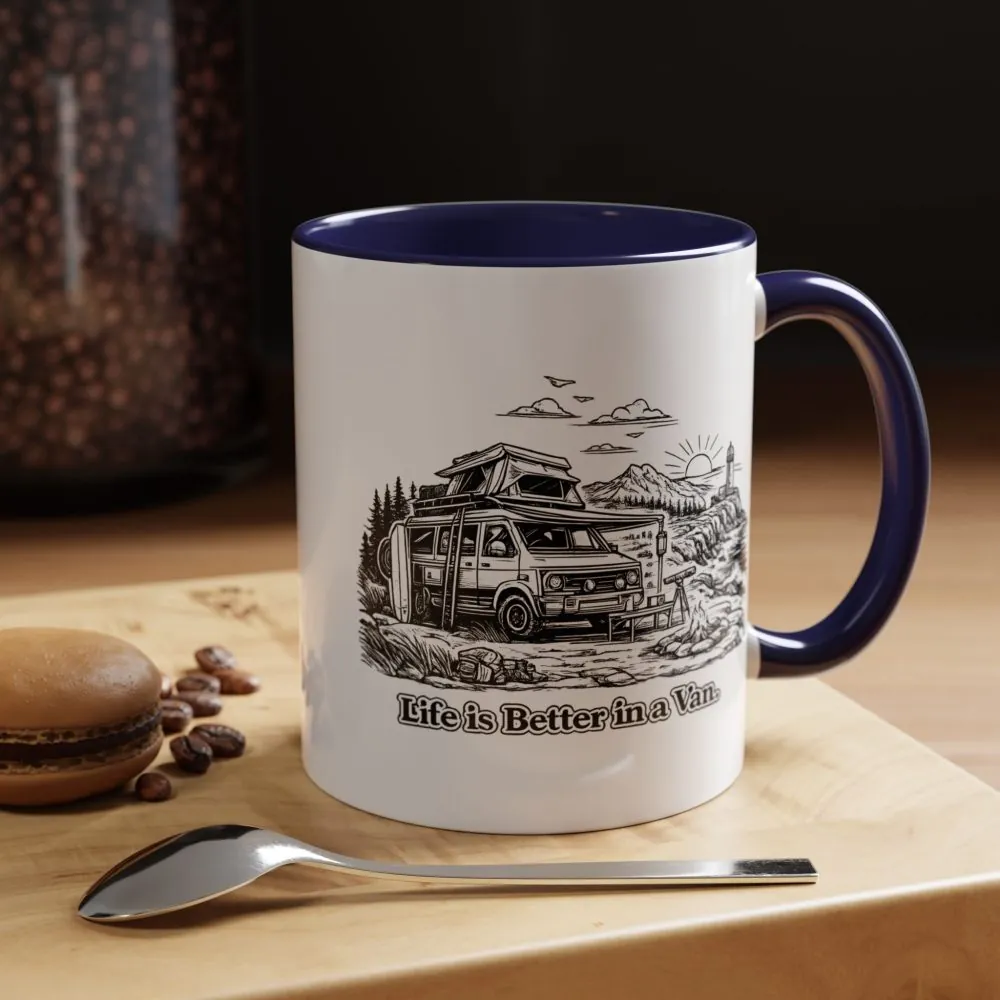 Accent Coffee Mug (11, 15oz) — "Life Is Better In A Van" Design Minimal-Line