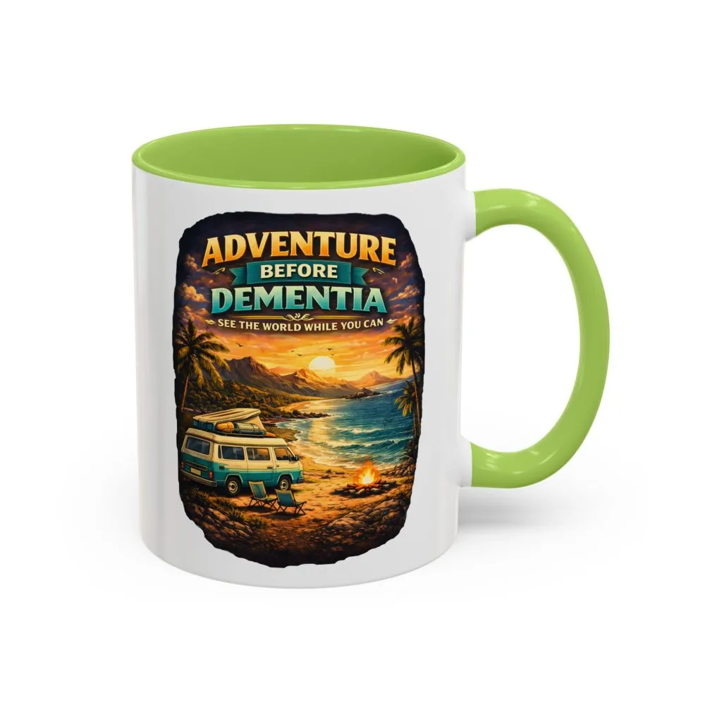 Accent Coffee Mug (11, 15oz) — "Adventure Before Dementia" Design Scenic-Line