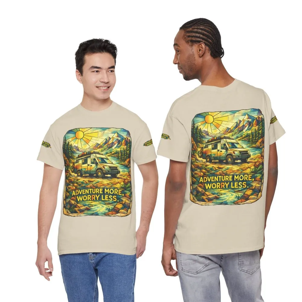 1792338284155579852_2048.jpeg Unisex Heavy Cotton Tee — "Adventure More Worry Less" Design Cubic-Line