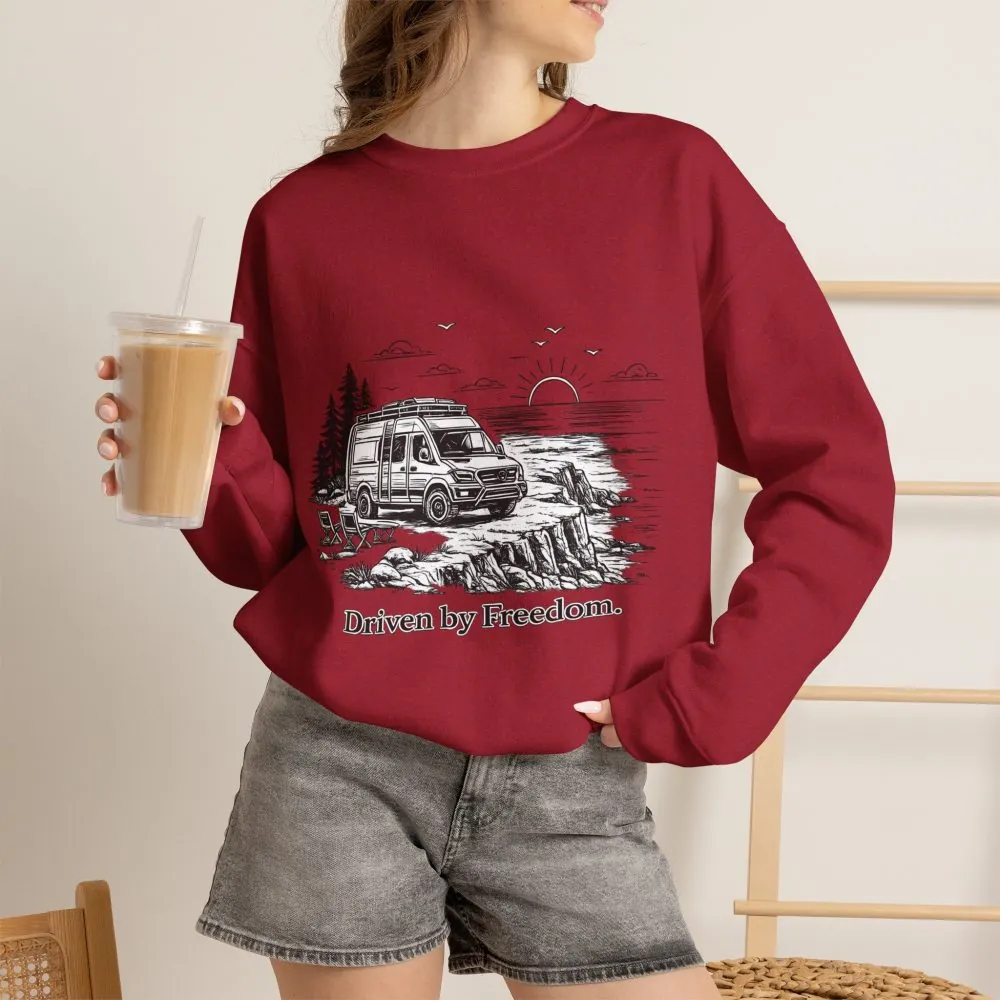 17928309745804270271_2048.jpeg Unisex Heavy Blend™ Crewneck Sweatshirt — "Driven By Freedom" Design Minimal-Line
