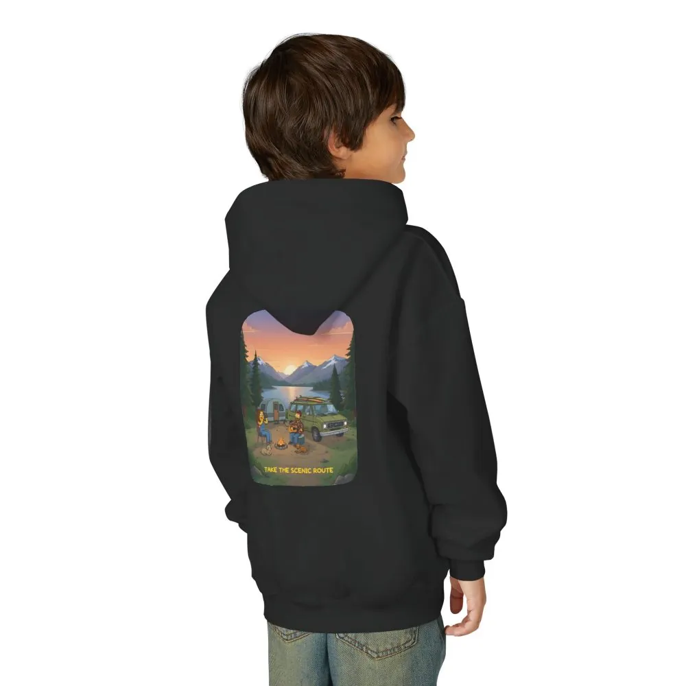 Youth Hoodie(Gildan) – "Take The Scenic Route" (Design Sitcom-Line)