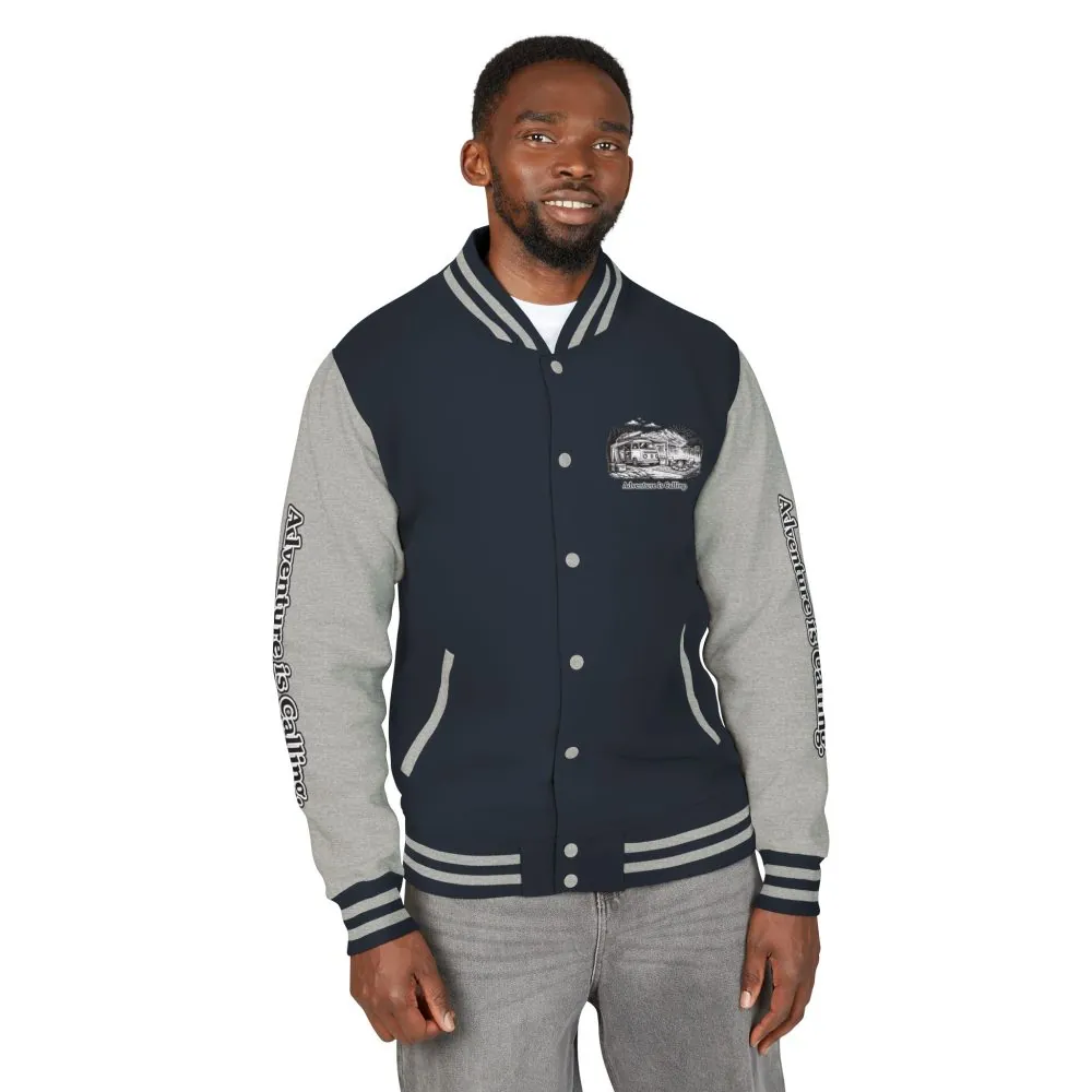 17948438590639056629_2048.jpeg Unisex Heavyweight Letterman Jacket — "Adventure Is Calling" Travel Varsity Coat