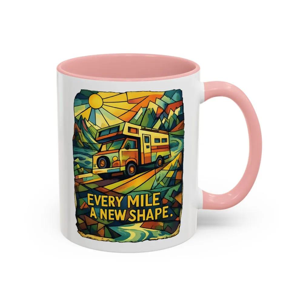 Accent Coffee Mug (11, 15oz) — "Every Mile A New Shape" Design Cubic-Line