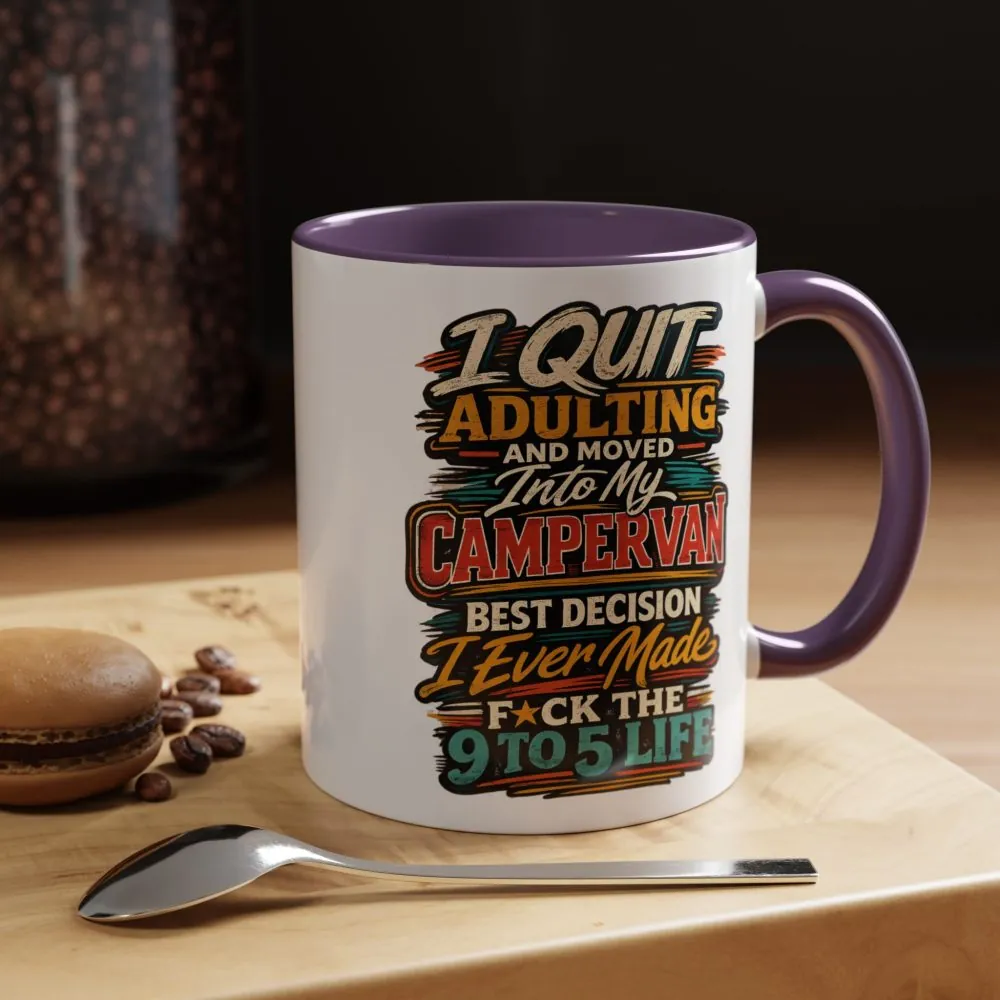 Accent Coffee Mug (11, 15oz) — "I Quit Adulting" Design F**K-Line
