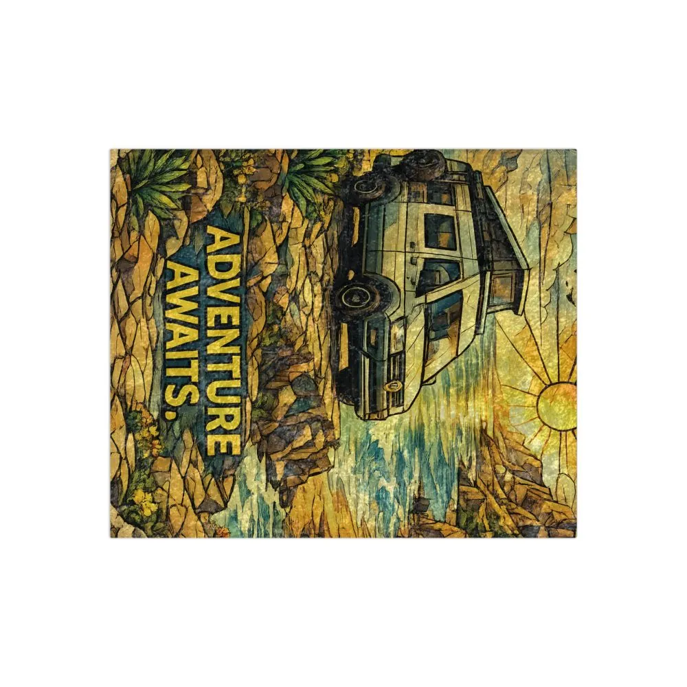 17962414035875137675_2048.jpeg Crushed Velvet Blanket —"Adventure Awaits" Design Cubic-Line (Campervan)