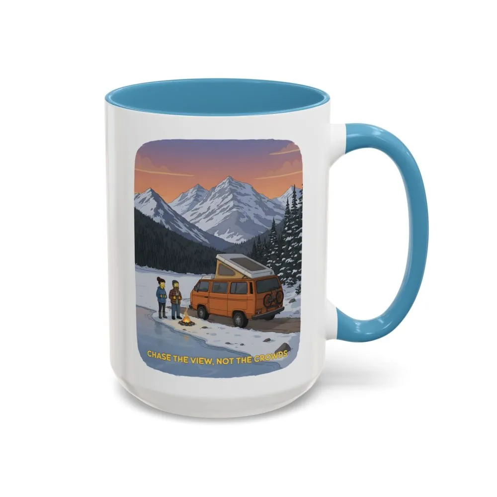 Accent Coffee Mug (11, 15oz) — "Chase The Views-Not The Crowds"" Design Sitcom-Line