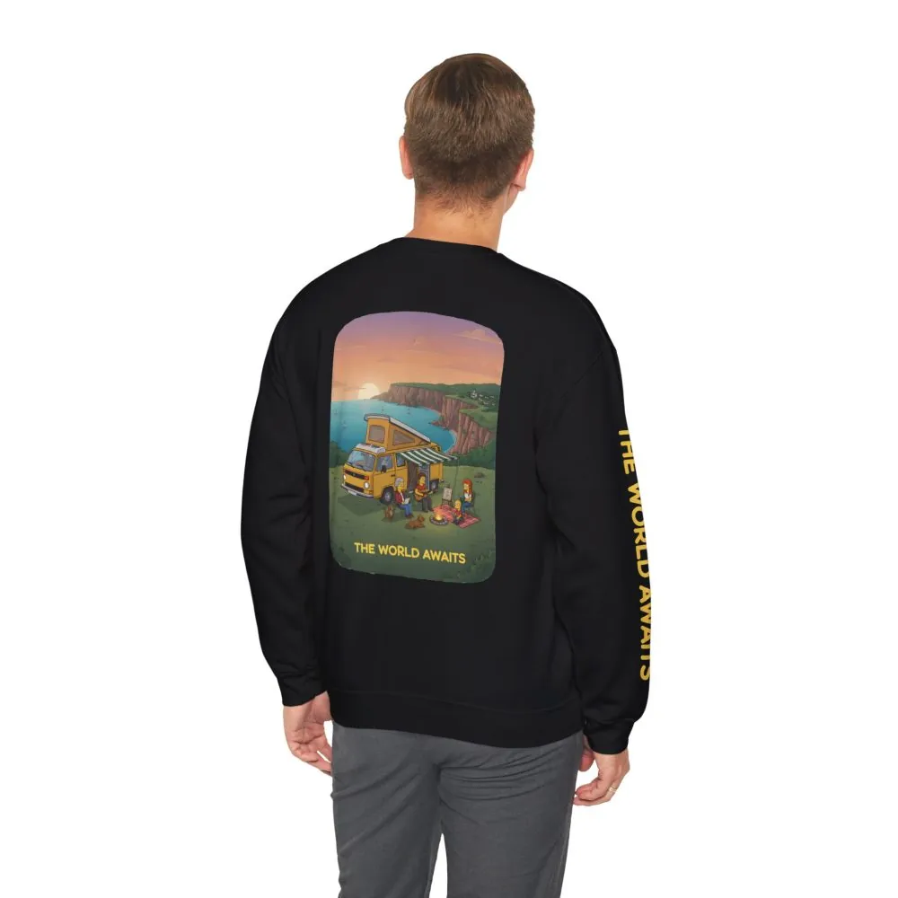 17965099034218146204_2048.jpeg Unisex Heavy Blend™ Crewneck Sweatshirt — "The World Awaits" Design Sitcom-Line