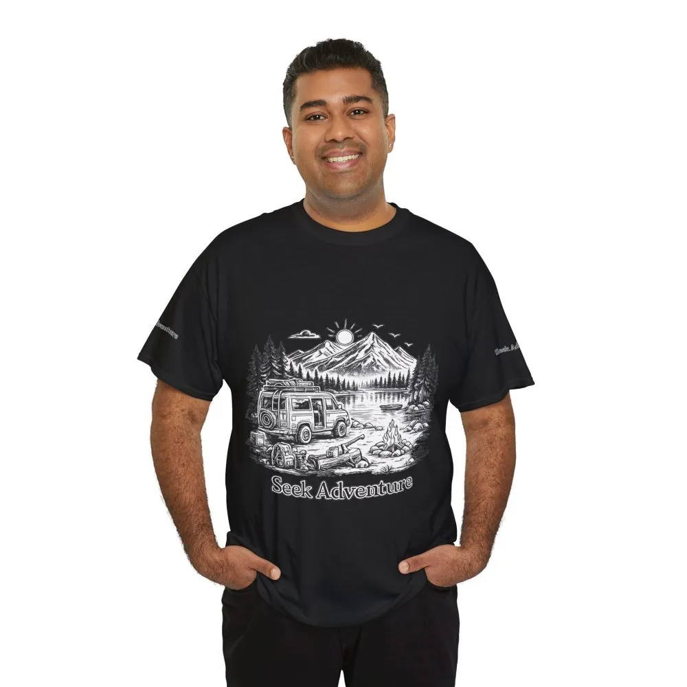 17968580386197270052_2048.jpeg Unisex Heavy Cotton Tee — "Seek Adventure" Design Minimal-Line