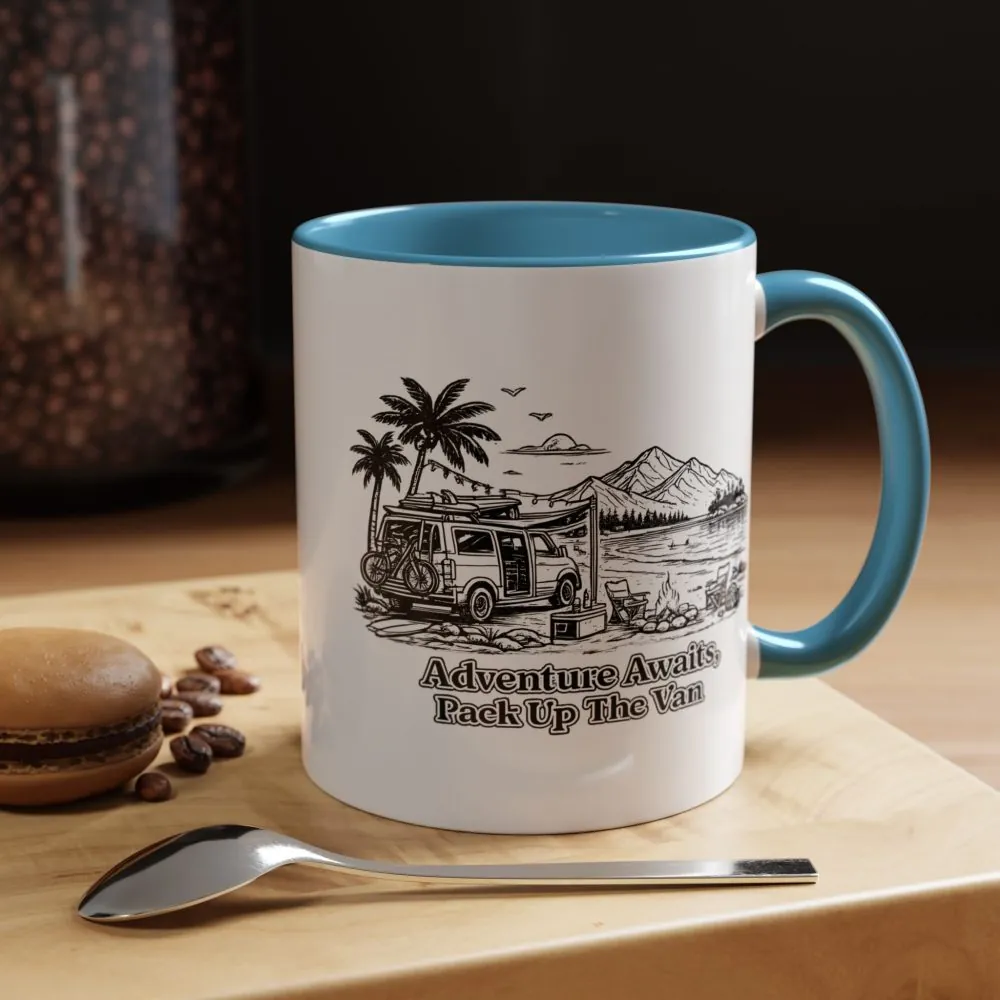 17979377140682017894_2048.jpeg Accent Coffee Mug (11, 15oz) — "Adventure Awaits,Pack Up The Van" Design Minimal-Line