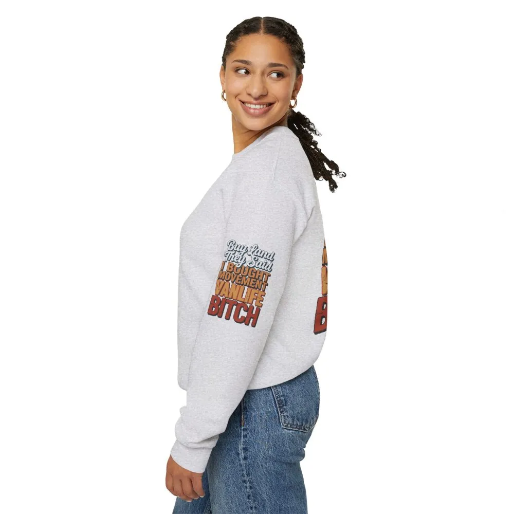 17980265371625740705_2048.jpeg Unisex Heavy Blend™ Crewneck Sweatshirt — "Buy Land They Said" Design F**K-Line