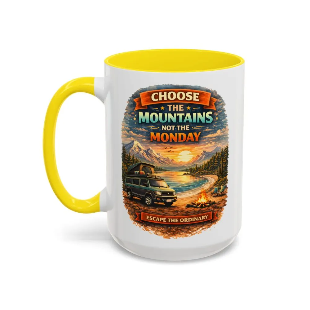 Accent Coffee Mug (11, 15oz) — "Choose The Mountens" Design Scenic-Line