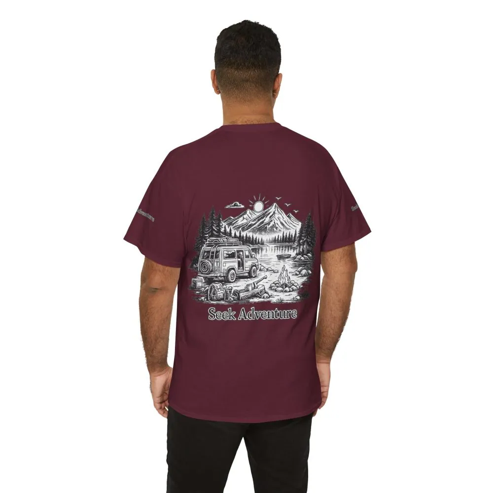 18003625620025490649_2048.jpeg Unisex Heavy Cotton Tee — "Seek Adventure" Design Minimal-Line