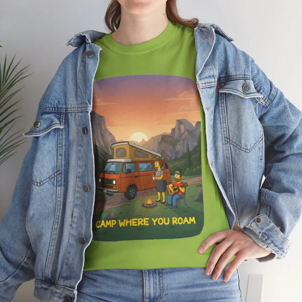 Unisex Heavy Cotton Tee — "Camp Where You Roam" Design Sitcom-Line