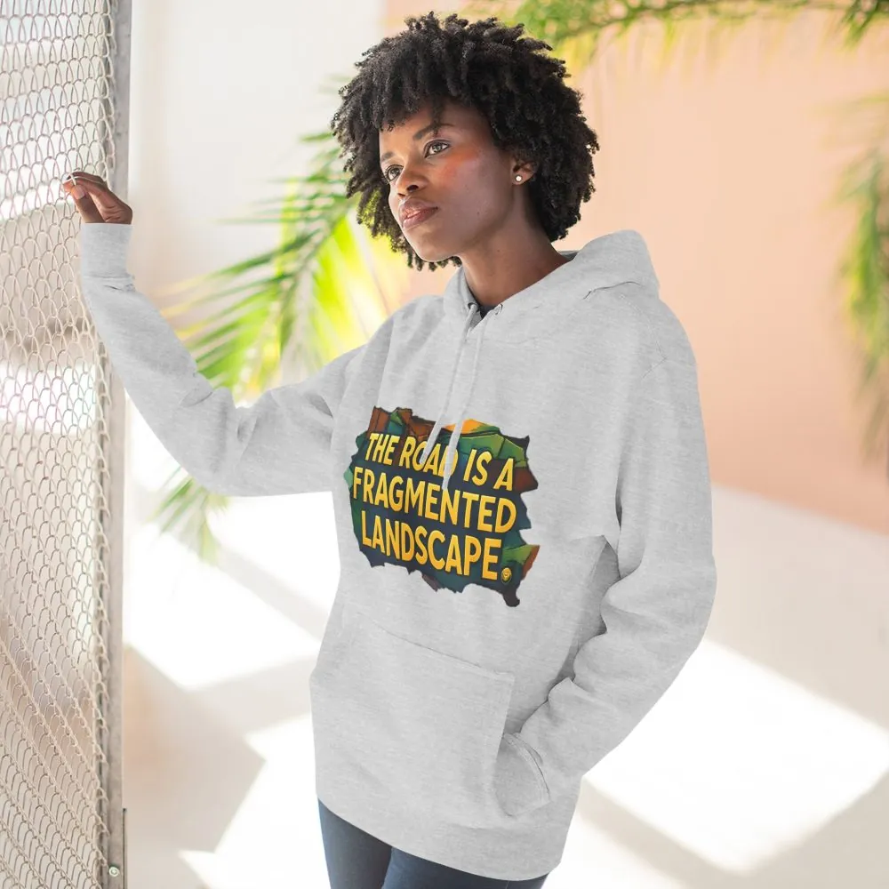 18013155241879233636_2048.jpeg Three-Panel Fleece Hoodie - "The Road Is A Fragmented Landscape" Design Cubic-Line