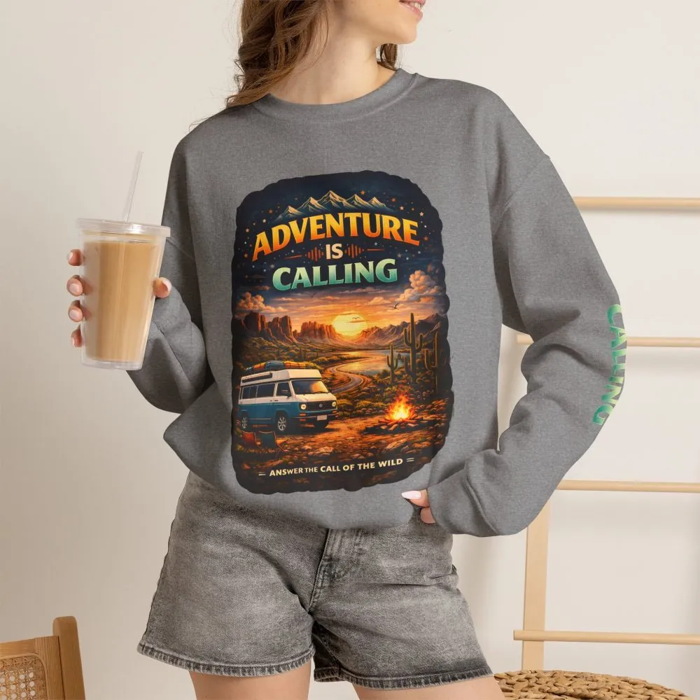 18016625946914129873_2048.jpeg Unisex Heavy Blend™ Crewneck Sweatshirt — "Adventure Is Calling" Design Scenic-Line