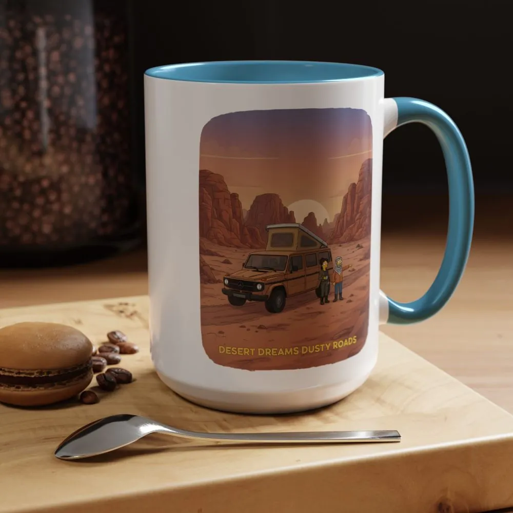Accent Coffee Mug (11, 15oz) — "Desert Dreams Dusty Roads" Design Sitcom-Line