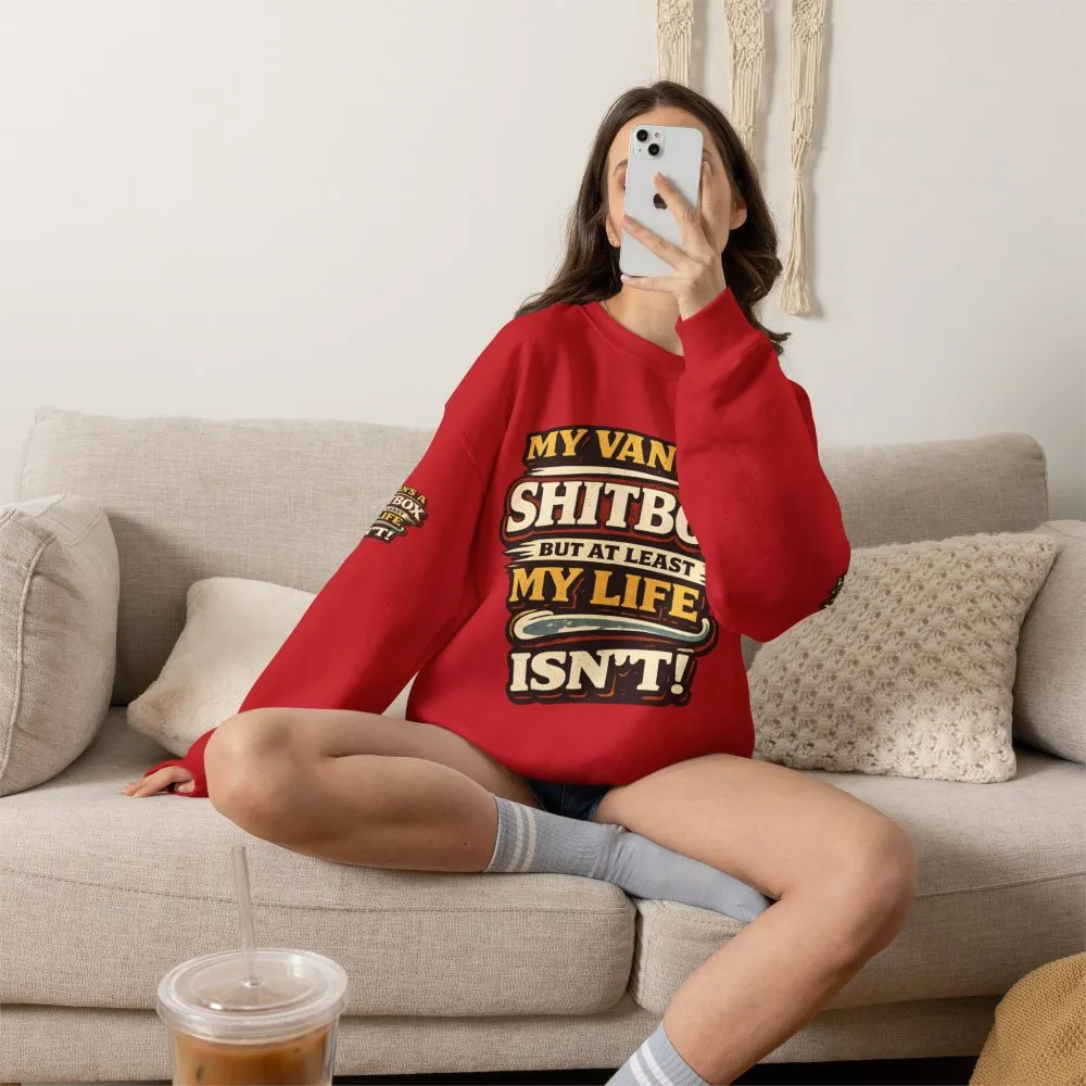 Unisex Heavy Blend™ Crewneck Sweatshirt — "My Van`s A Shitbox" Design F**K-Line