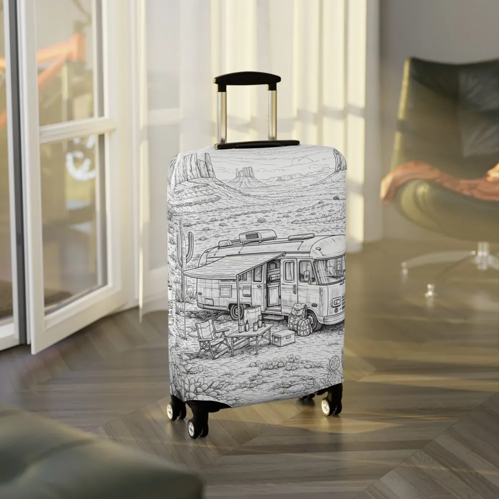 18046933560684709132_2048.jpeg Luggage Cover — Adventure Camper Sketch Travel Suitcase