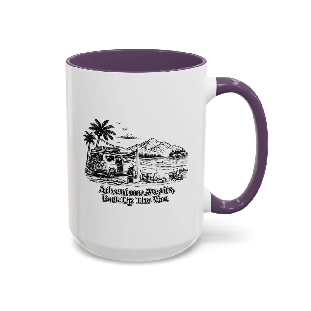 18047514452767674790_2048.jpeg Accent Coffee Mug (11, 15oz) — "Adventure Awaits,Pack Up The Van" Design Minimal-Line