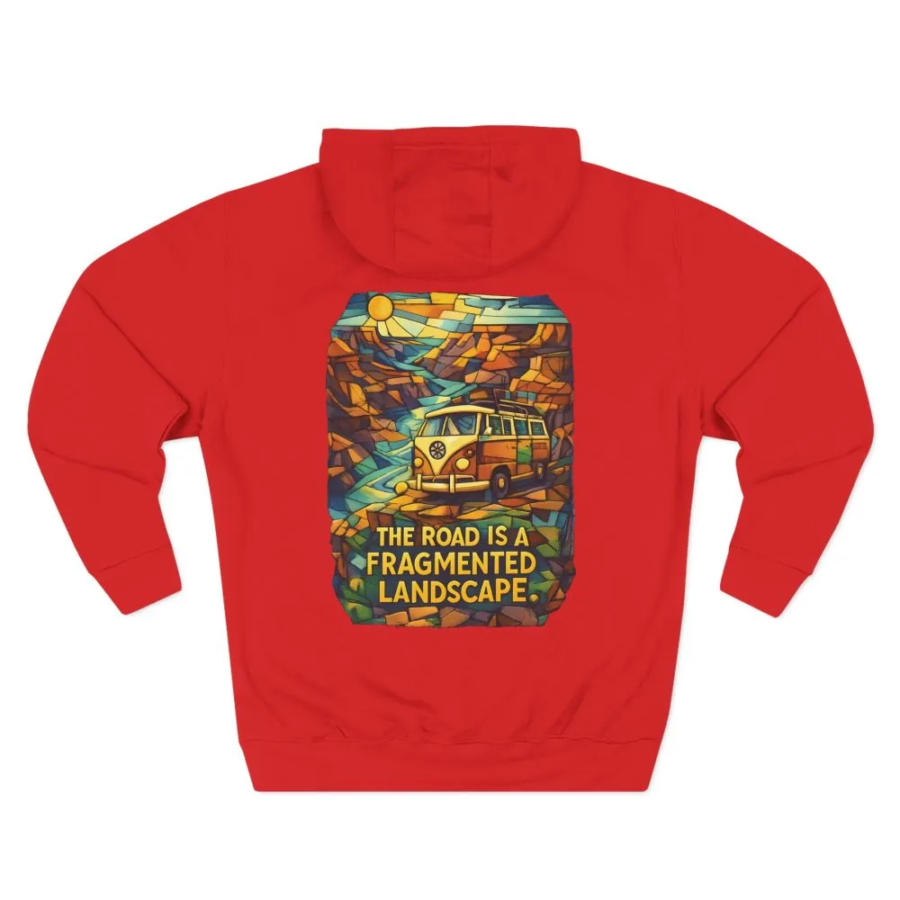 18052552948797834419_2048.jpeg Three-Panel Fleece Hoodie - "The Road Is A Fragmented Landscape" Design Cubic-Line