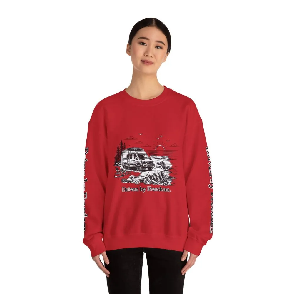 18056024410212879230_2048.jpeg Unisex Heavy Blend™ Crewneck Sweatshirt — "Driven By Freedom" Design Minimal-Line