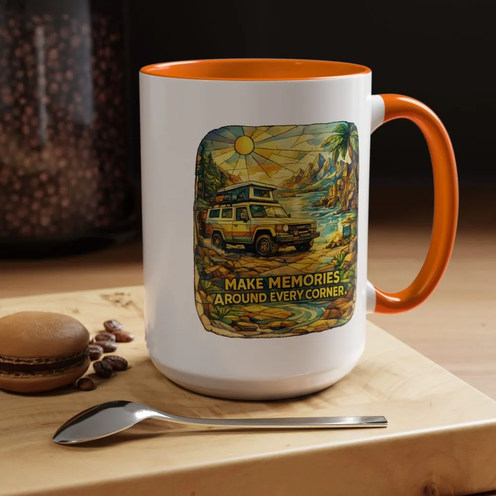 18068531941654005690_2048.jpeg Accent Coffee Mug (11, 15oz) — "Make Memories Around Every Corner" Design Cubic-Line