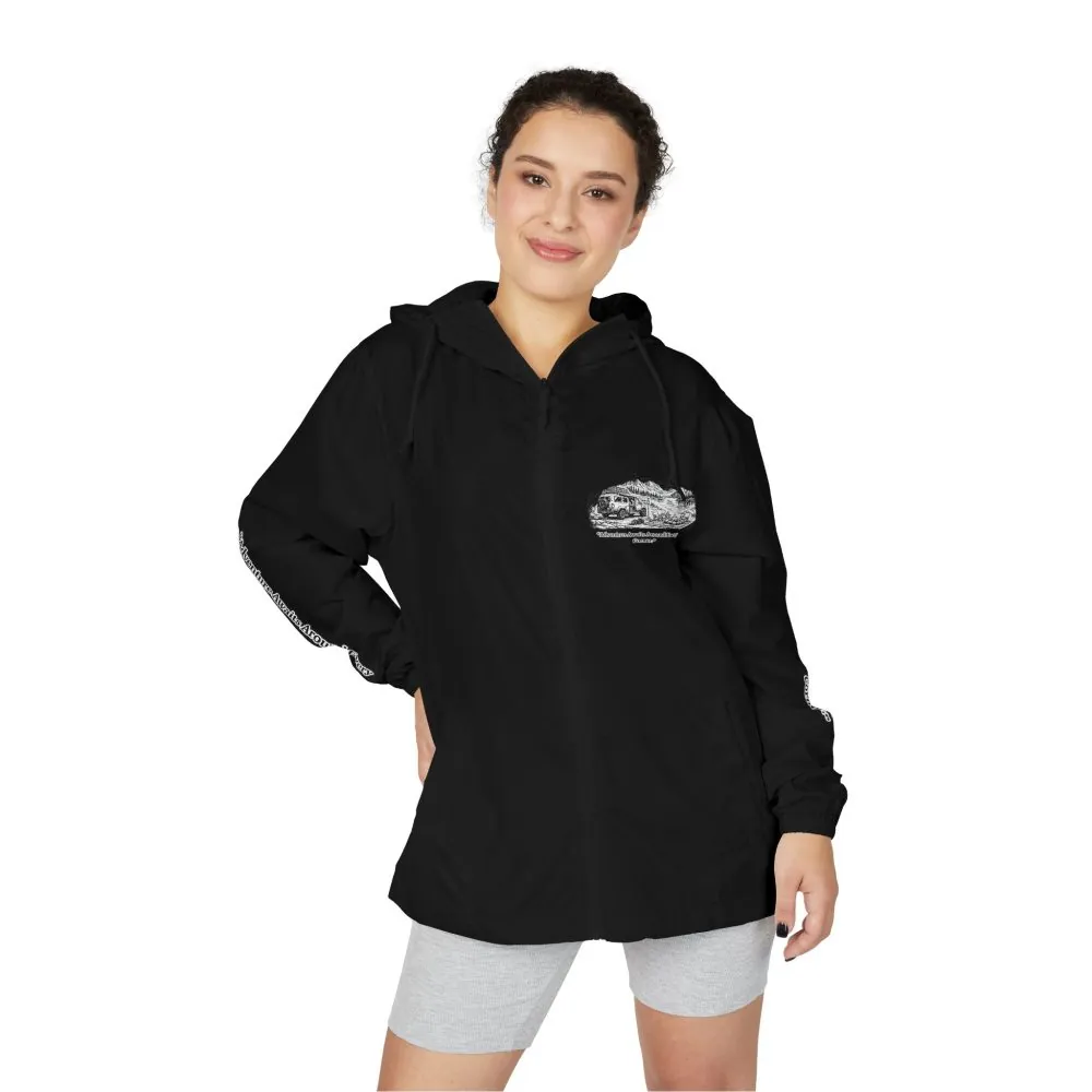 Unisex Full-Zip Windbreaker Jacket — "Adventure Awaits" (Design "Minimal-Line")