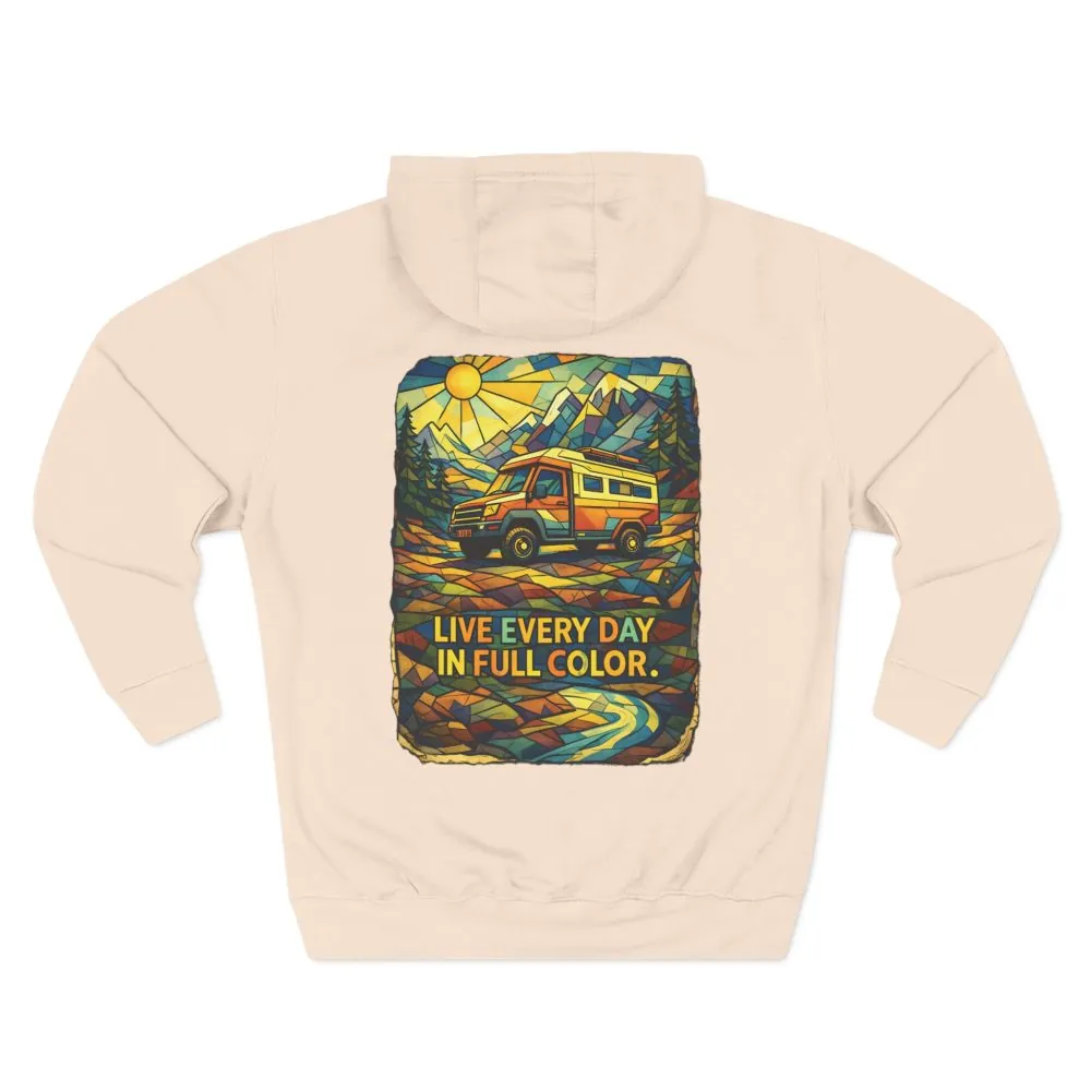18079181881892820900_2048.jpeg Three-Panel Fleece Hoodie - "Live Life Every Day In Full Color" Design Cubic-Line