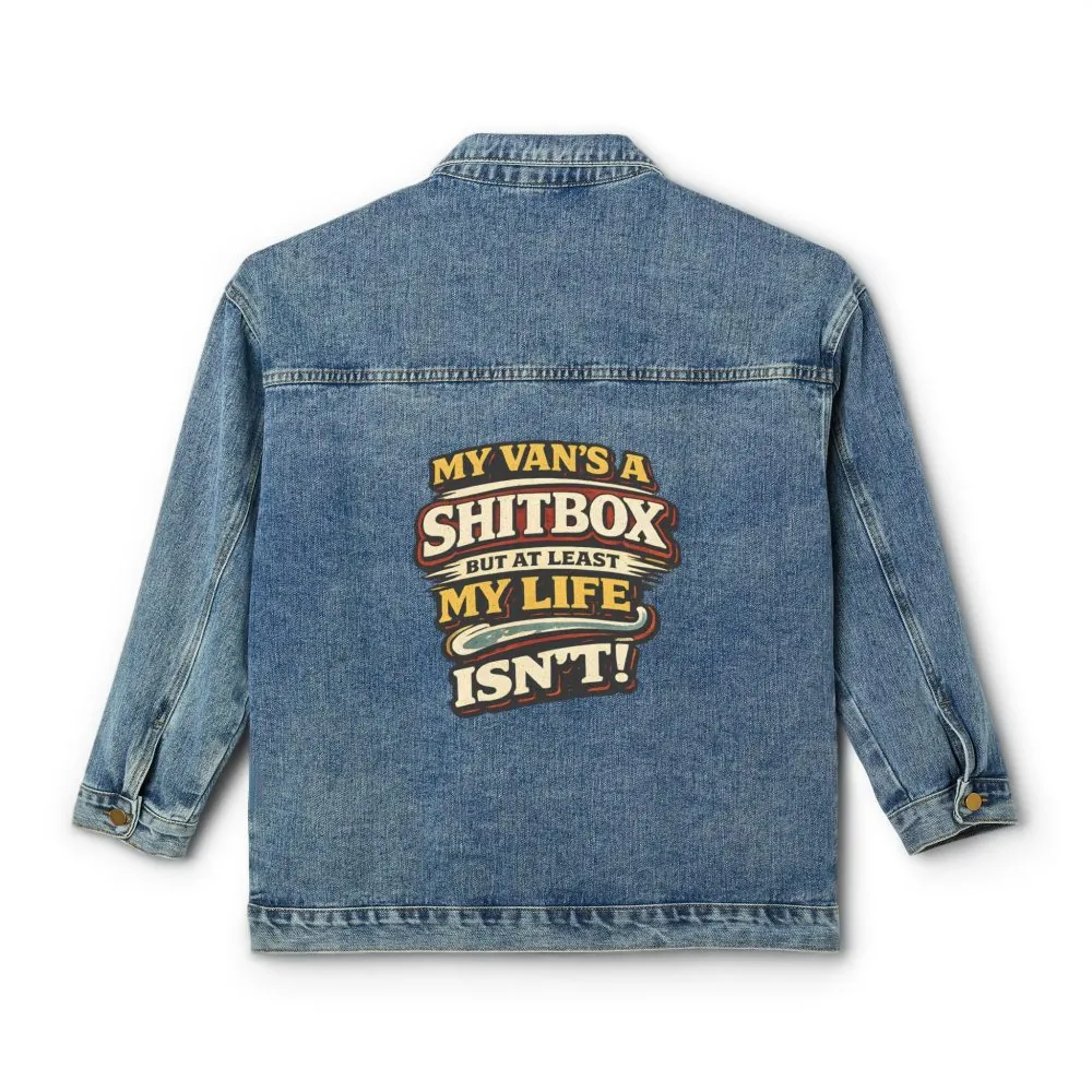 18079363929783608319_2048.jpeg Women's Denim Jacket — "My Van`s A Shitbox" Design F**K-Line