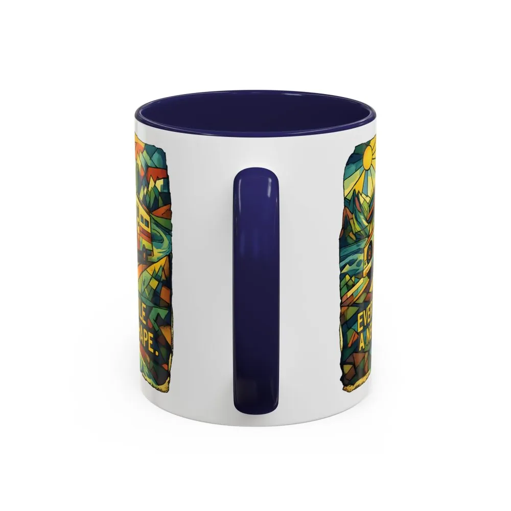 Accent Coffee Mug (11, 15oz) — "Every Mile A New Shape" Design Cubic-Line