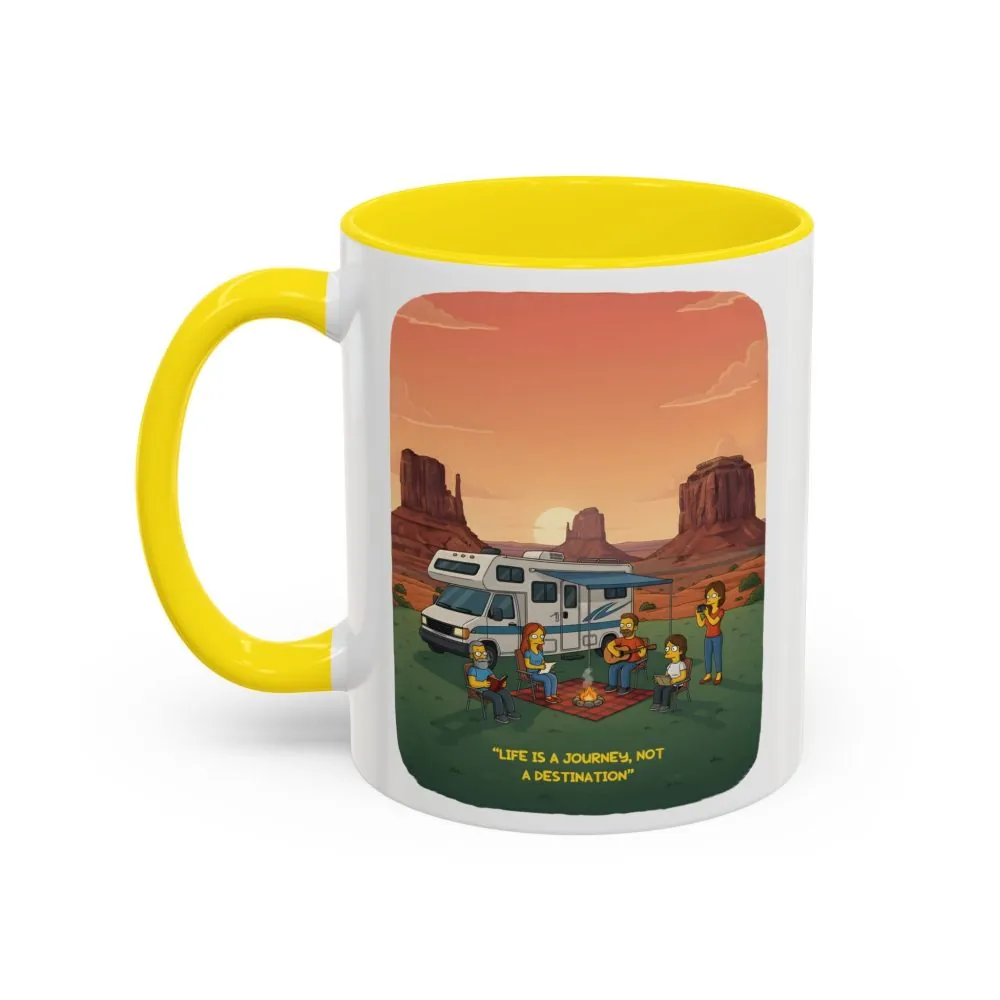 Accent Coffee Mug (11, 15oz) — "Life Is A Journey-Not A Destination" Design Sitcom-Line