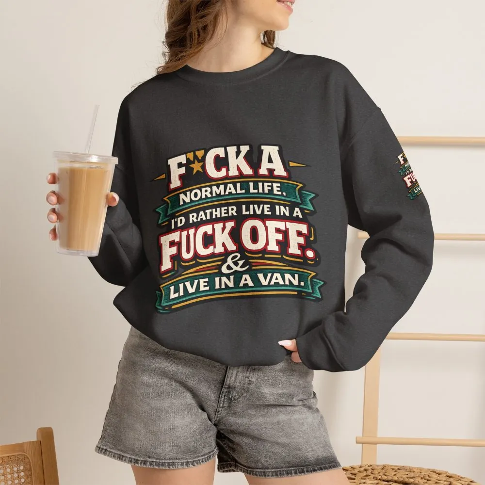 18124607221173570092_2048.jpeg Unisex Heavy Blend™ Crewneck Sweatshirt — "Fuck A Normal Life" Design F**K-Line