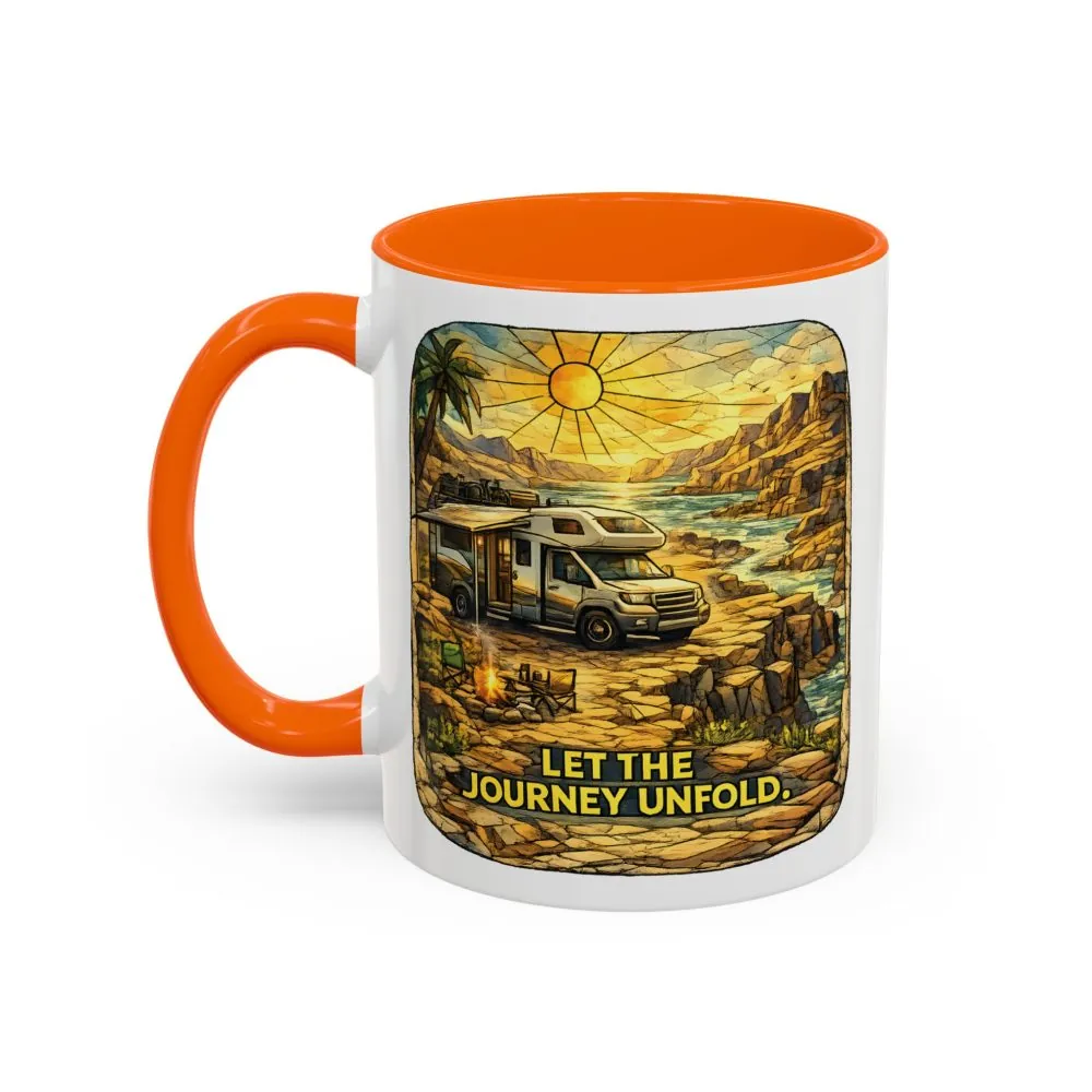 Accent Coffee Mug (11, 15oz) — "Let The Journey Unfold" Design Cubic-Line