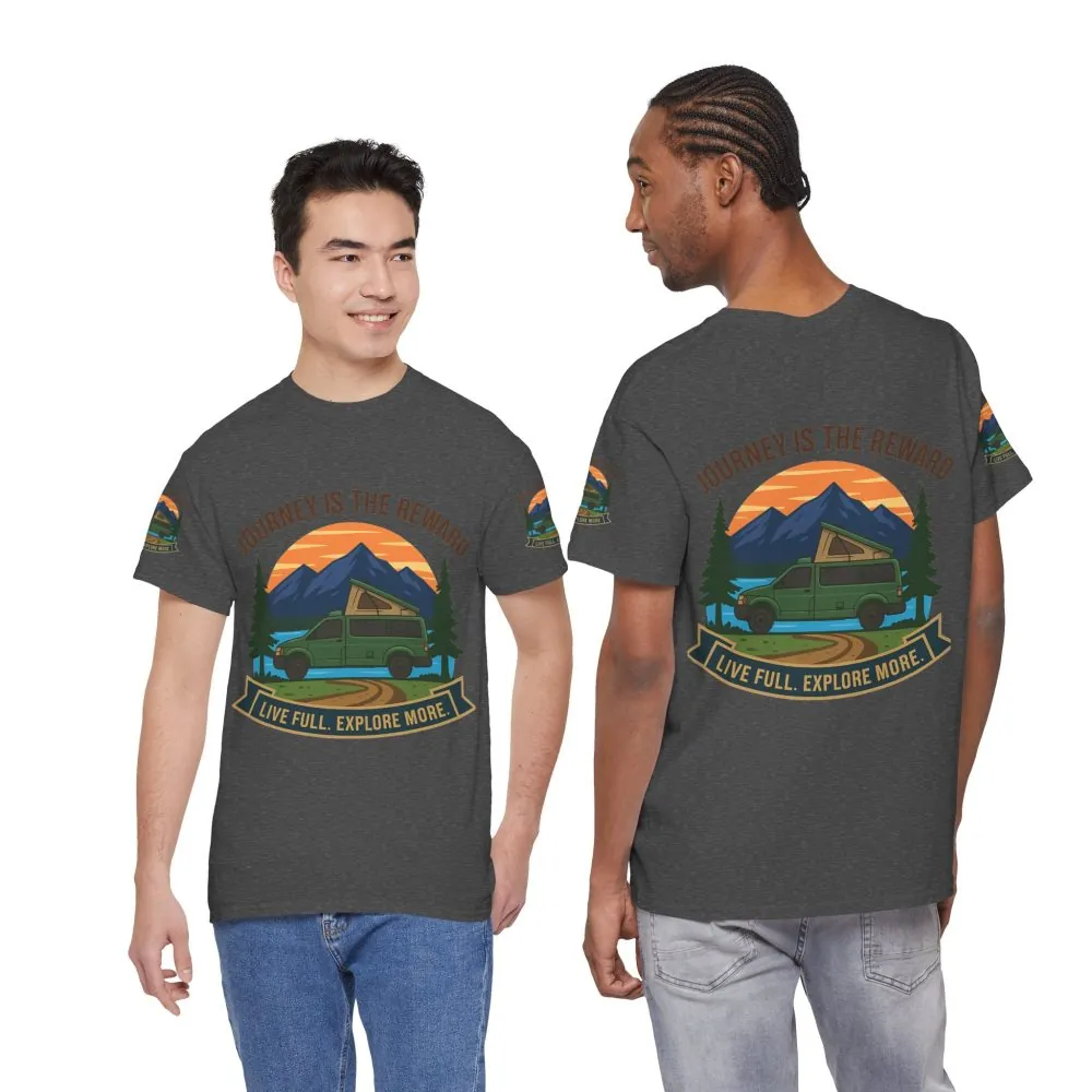 18131913263734458885_2048.jpeg Unisex Heavy Cotton Tee — "Journey Is The Reward Tee" Adventure Camper Van Graphic T-Shirt