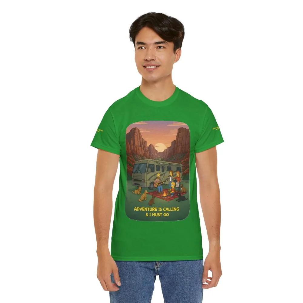 18133403807772475793_2048.jpeg Unisex Heavy Cotton Tee — "Adventure Is Calling-I Must Go" Design Sitcom-Line