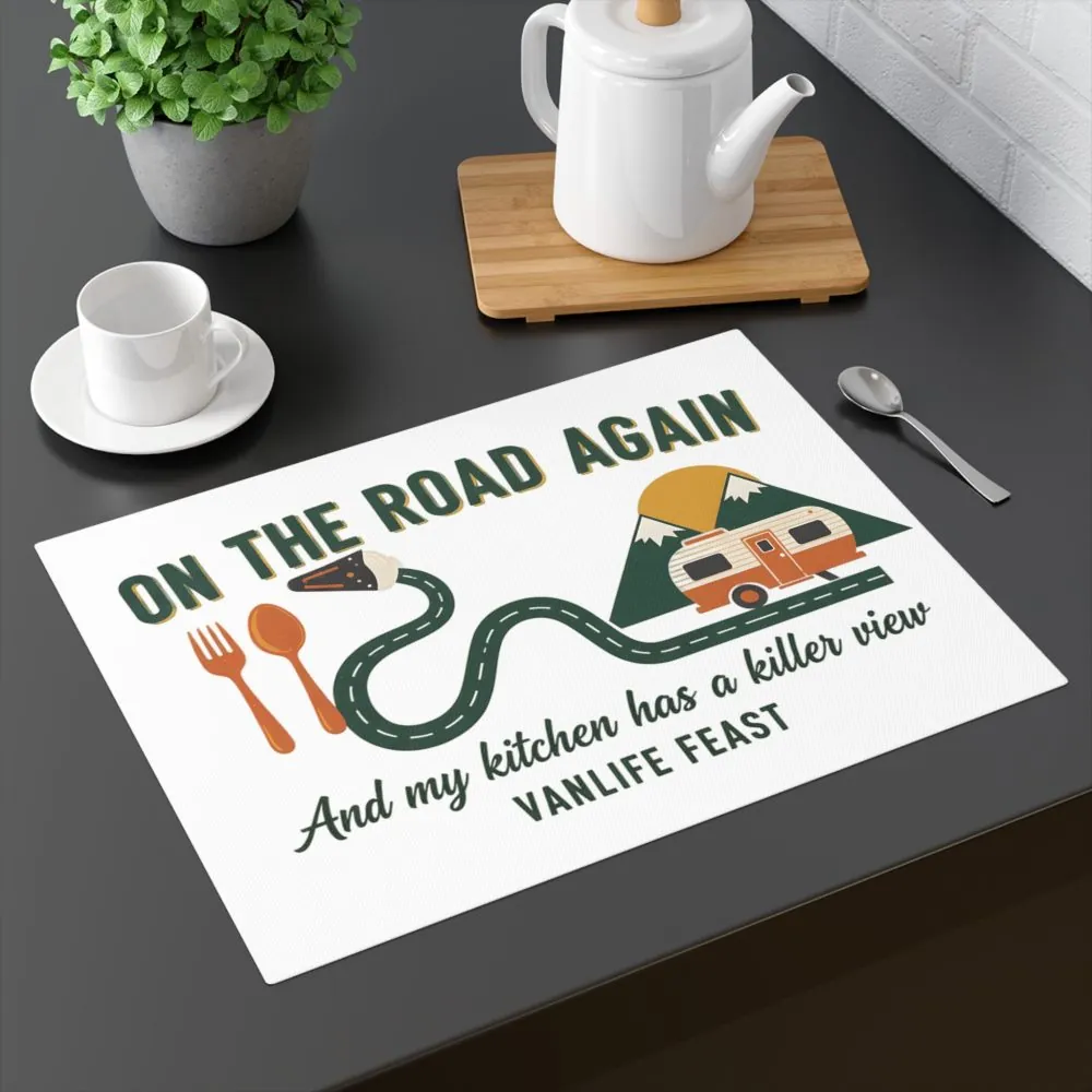 18148119294711111000_2048.jpeg Vanlife Placemat — "On The Road Again" Vanlife Kitchen Placemat