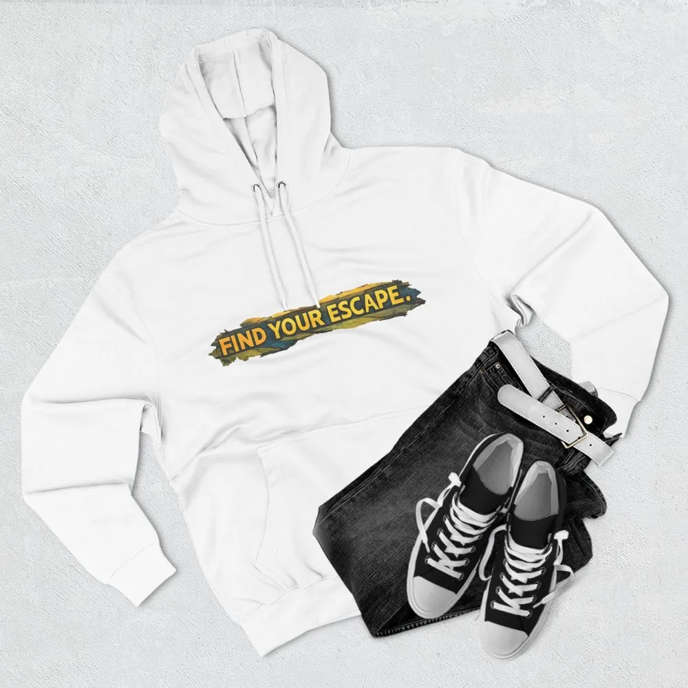 18148301460109539184_2048.jpeg Three-Panel Fleece Hoodie - "Find Your Escape" Design Cubic-Line