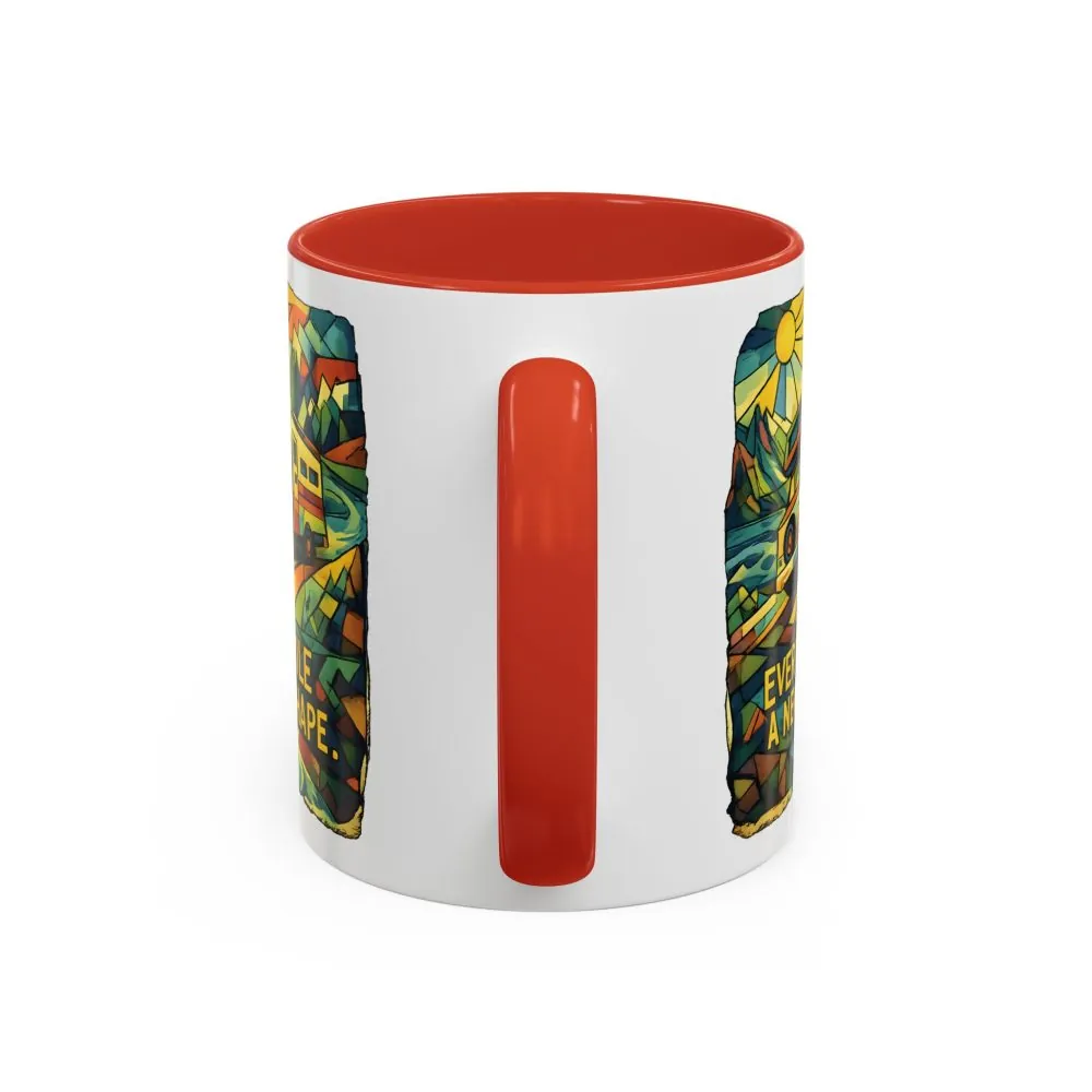 Accent Coffee Mug (11, 15oz) — "Every Mile A New Shape" Design Cubic-Line