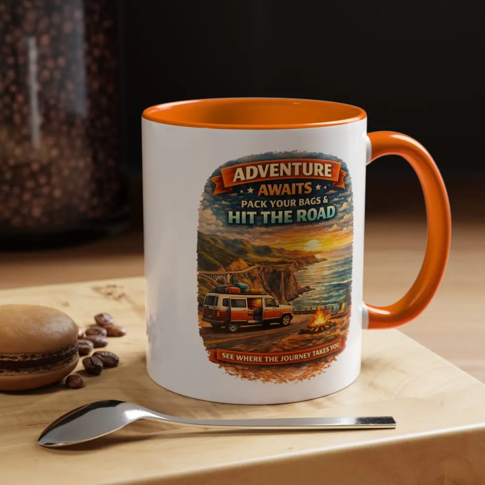 18161079732218576803_2048.jpeg Accent Coffee Mug (11, 15oz) — "Adventure Awaits-Pack Your Bags" Design Scenic-Line